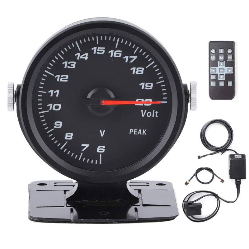 Brilluxa Volt Gauge, OBD2 Rennspannungsmesser kompatibel mit Autoauto 60 mm 2,4 Zoll 17-Farben-Voltmeter von Brilluxa