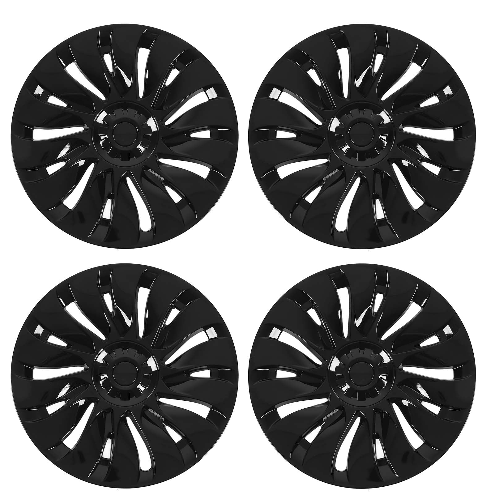 Brilluxa Wheel Hub Cap, 19 Zoll, glänzend schwarz, symmetrisch für Modell Y 2020 bis 2023 von Brilluxa