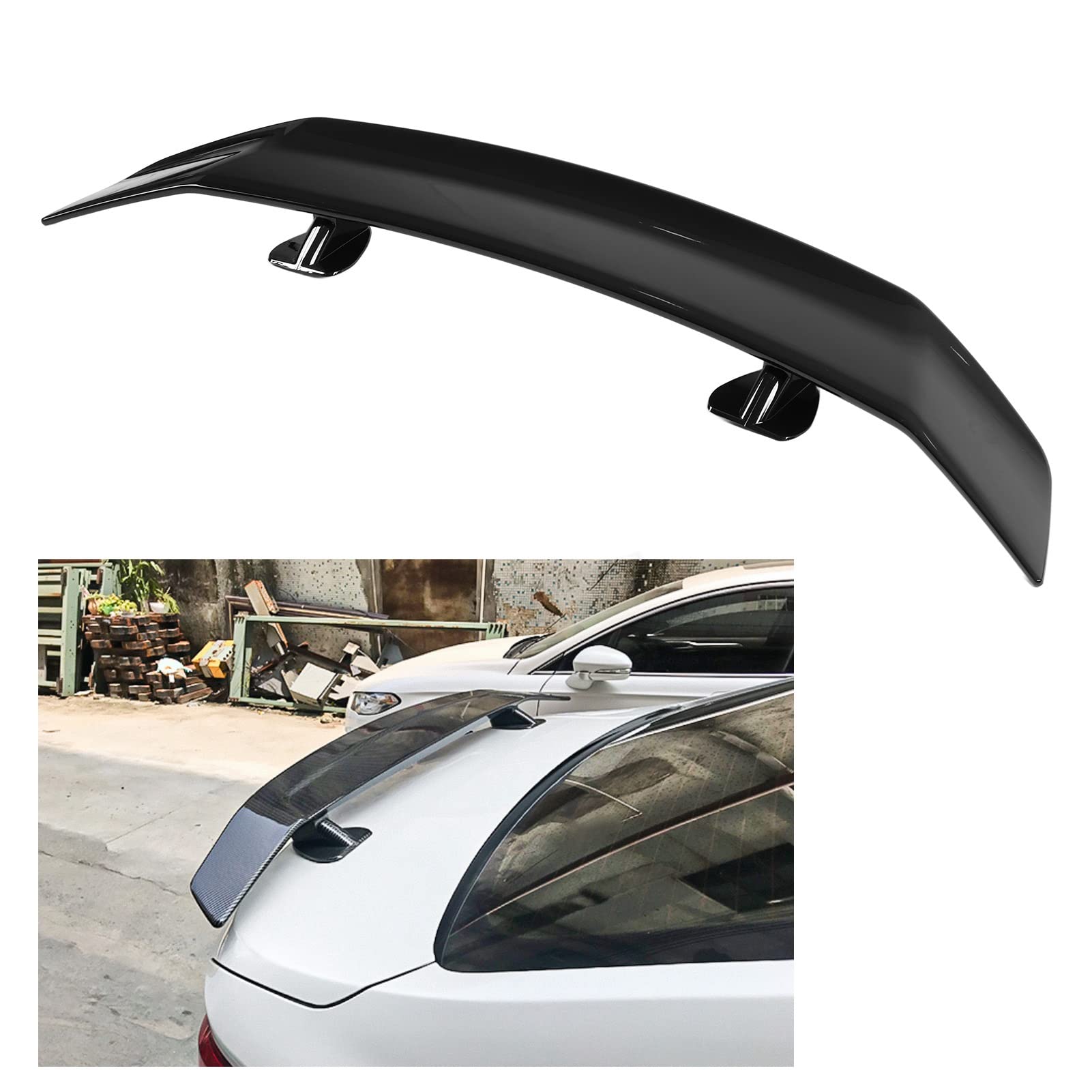 Kofferraumspoiler, Universal-Heckflügelspoiler, Abs-Spoiler-kompatibles Limousinen-Coupé-Schrägheck, geeignet für Gt-Stil (Glossy Black) von Brilluxa