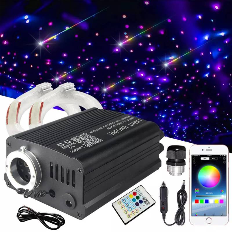 600 Starlight-Dachhimmel-Kits für Auto und Zuhause Twinkle & Meteor 2-in-1-Lichtmaschine, 0,03 Zoll x 9,8 Fuß RGBW-Glasfaserstränge, 100 reinweiße Sternschnuppen 16 W Starlight-Kit von Brivulgent