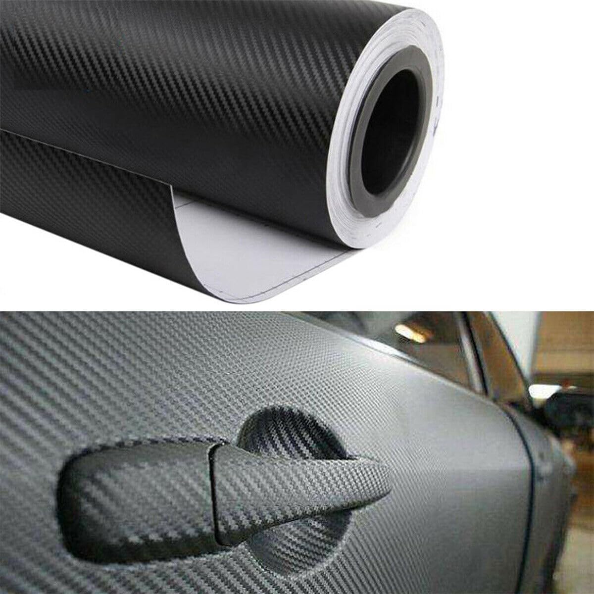 BRIVULGENT Schwarz 127x50cm Auto 3D Carbon Folie Blasenfrei Matt Wrapping Decal Wasserdicht von Brivulgent