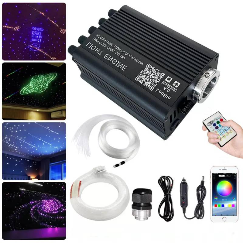 Sternenhimmel Auto Glasfaser Licht 2-in-1 Twinkle & Meteor Engine 200 reinen weißen Sternschnuppen ，750pcs 0,03 Zoll x 9,8 Fuß RGBW Glasfaser – 16W Fiber Optic Star Deckenleuchten Kit von Brivulgent