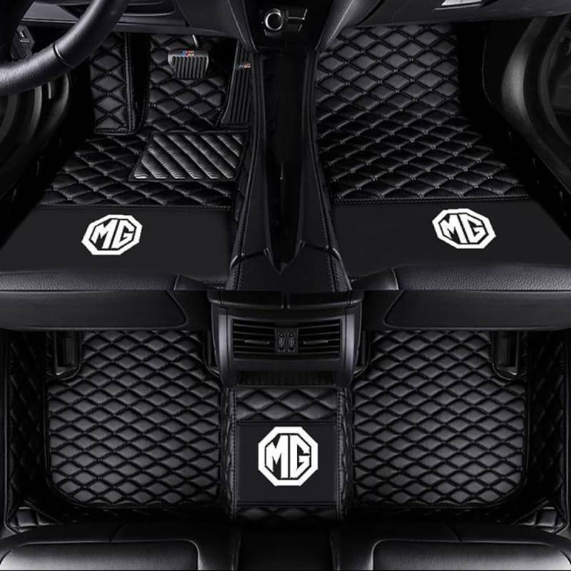 Nach Maß Auto Fussmatten für MG ZS/ZS EV 2017-2023 2024 PU Leder Auto Fußmatten Wasserdicht rutschfest Allwetterschutz Benutzerdefinierte Automatten,Black Style von BrohN