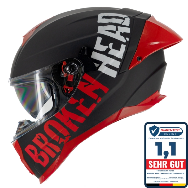 Broken Head (A-Minus-Ware) BeProud Pro Sport Integralhelm Rot Mit K... von Broken Head