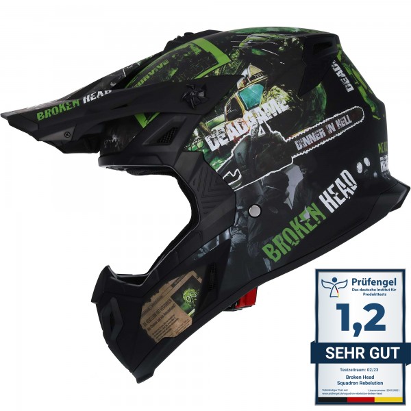 Broken Head  (A-Minus-Ware) Supermoto & Motocross-Helm Resolution Grün von Broken Head