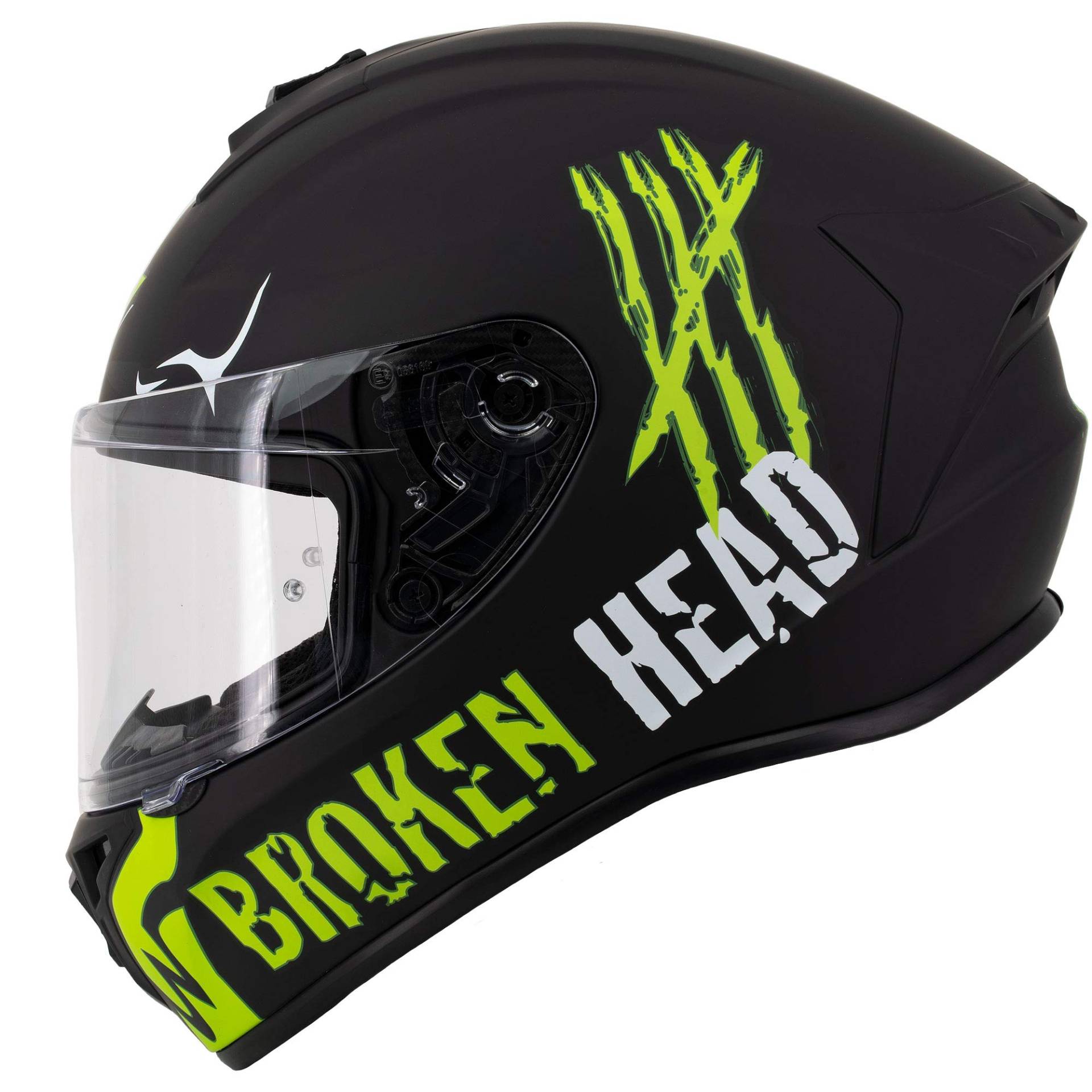 Broken Head Motoradhelm Adrenalin Therapy X4 - Sportlicher Integralhelm - Schwarz-Grün Matt - Größe M (57-58 cm) von Broken Head