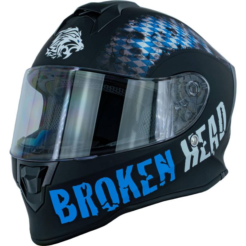 Broken Head Bavarian Patriot Integral-Helm - Sportlicher Motorradhelm - Helm mit Bayern Lifestyle Design, Blau/Schwarz (M (57-58 cm)) von Broken Head