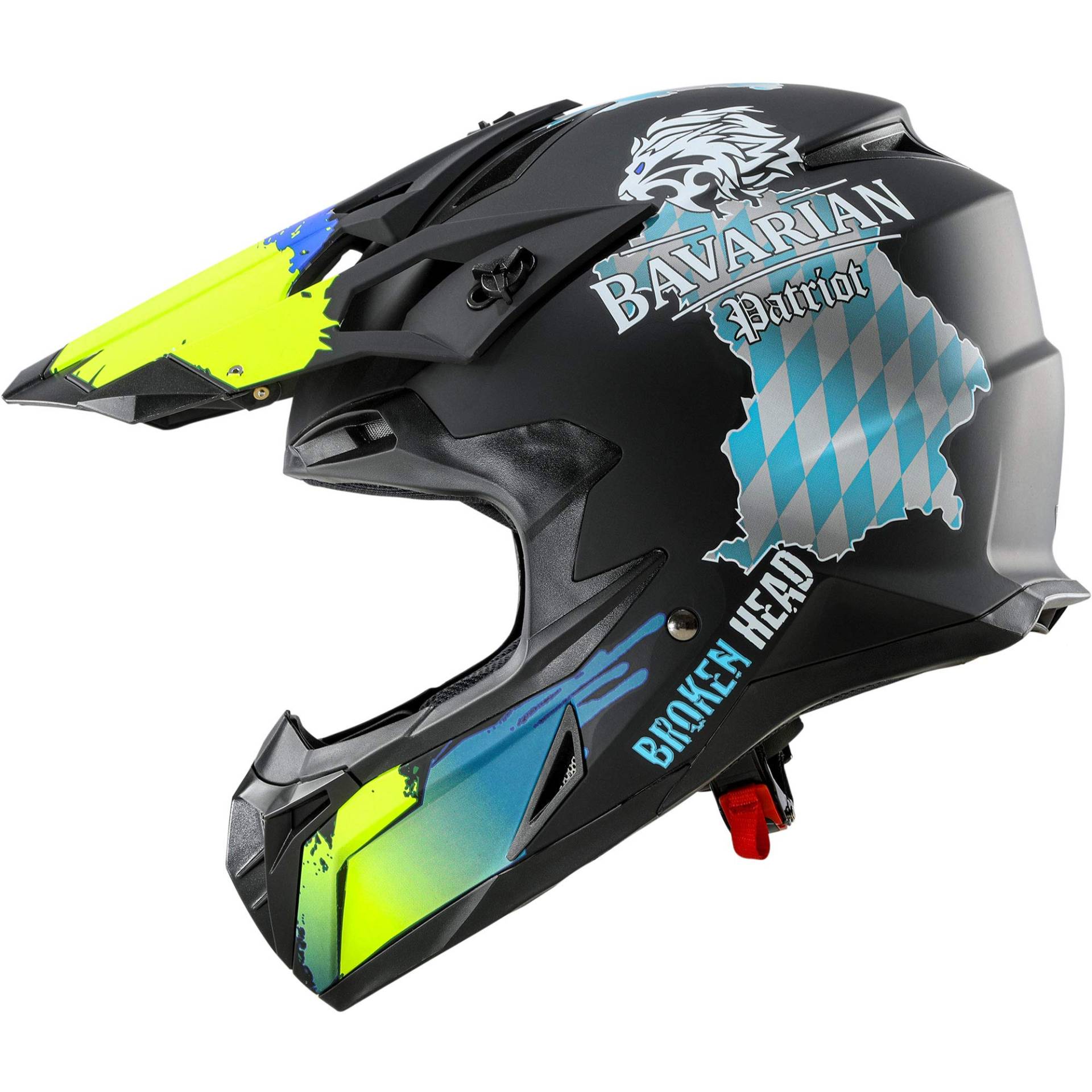 Broken Head Bavarian Patriot Motocross-Helm - Schwarzer Motorrad-Helm Für MX, Sumo, Quad - Mit Bayern Motiv - Größe S von Broken Head