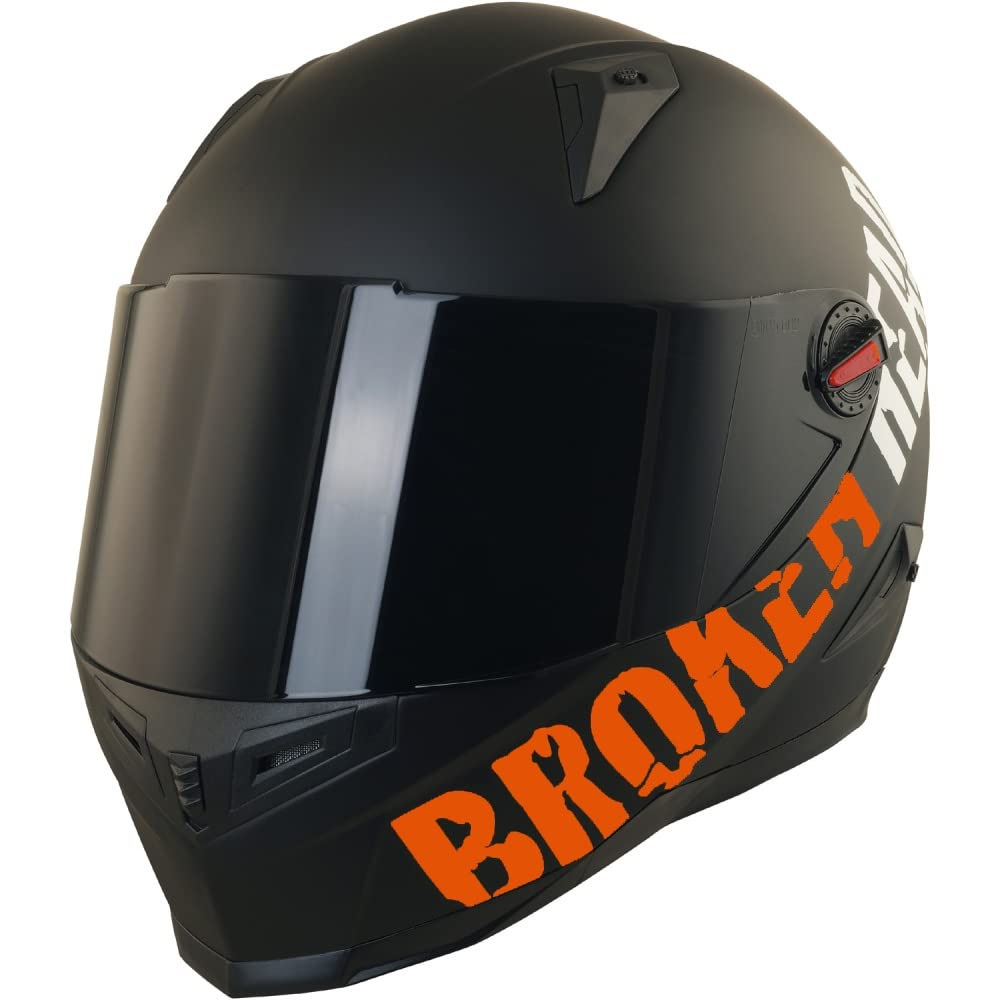 Broken Head BeProud Orange Motorradhelm Mit Zwei Visieren (Schwarz + Klar) Integralhelm Mattschwarz-Orange- Größe L (59-60 cm) von Broken Head