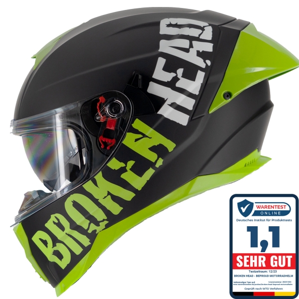 Broken Head BeProud Pro Sport Integralhelm Grün Mit Klarem Visier von Broken Head