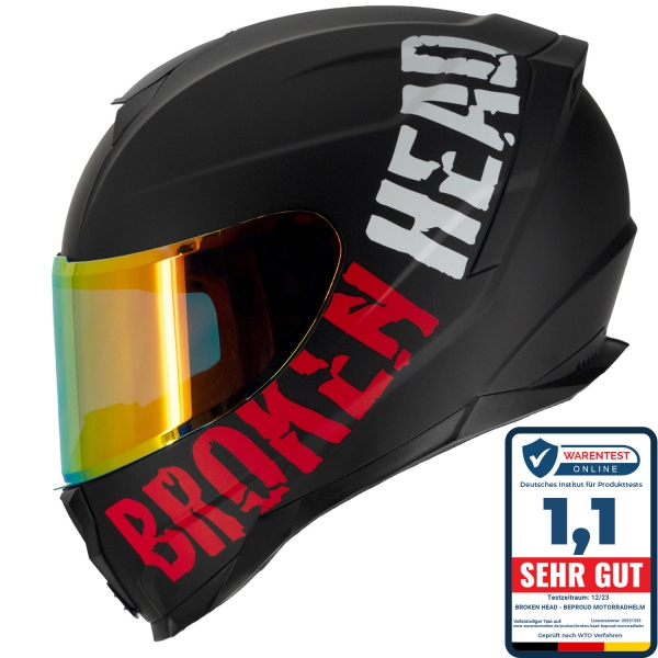 Broken Head BeProud Sport Rot Motorradhelm + Rot Verspiegeltes Visi... von Broken Head