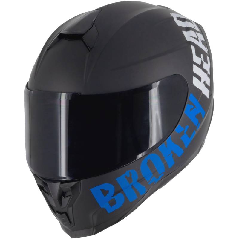 Broken Head BeProud Sport Blau Ltd. - Motorradhelm Mit 2 Visieren (Schwarz + Klar) Integralhelm Mattschwarz - Größe L (59-60 cm) von Broken Head