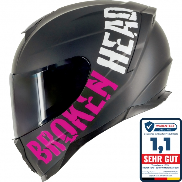 Broken Head BeProud Sport Pink Motorradhelm + Schwarzes Visier von Broken Head