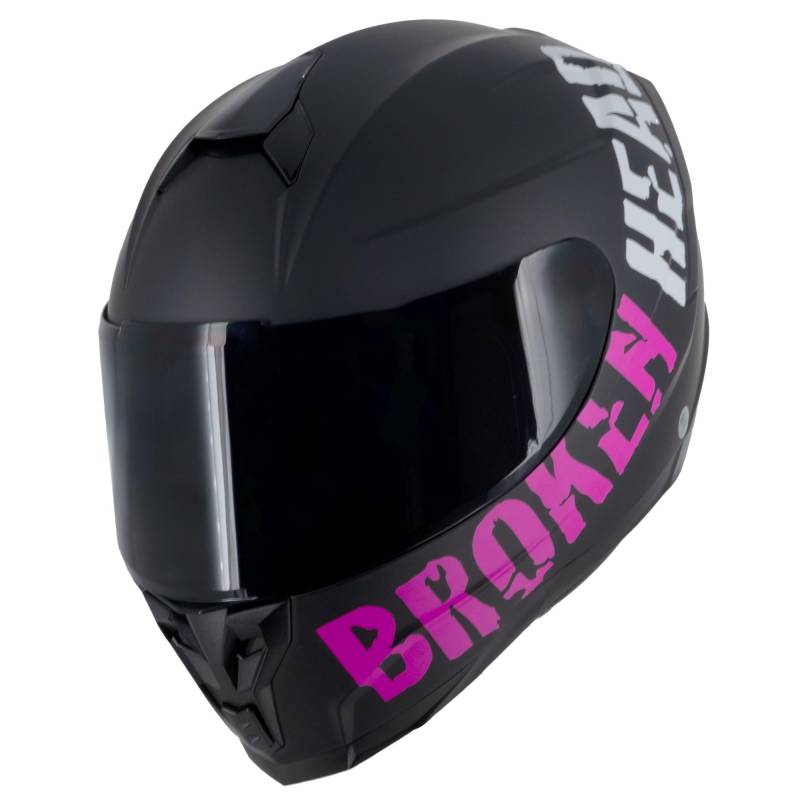 Broken Head BeProud Sport Pink-Schwarz-Matt Special Edition - Motorradhelm + Gratis Schwarzem Visier - Integralhelm für Naked-Bike-Helm, Sport-Helm von Broken Head