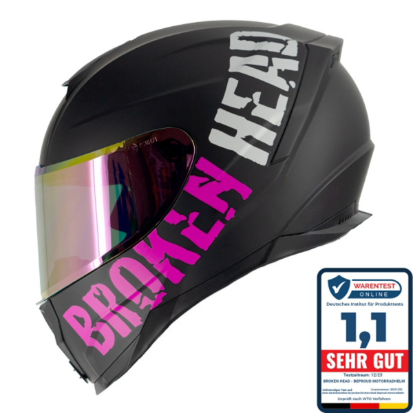 Broken Head BeProud Sport Pink Set Motorradhelm + Pink Verspiegelte... von Broken Head