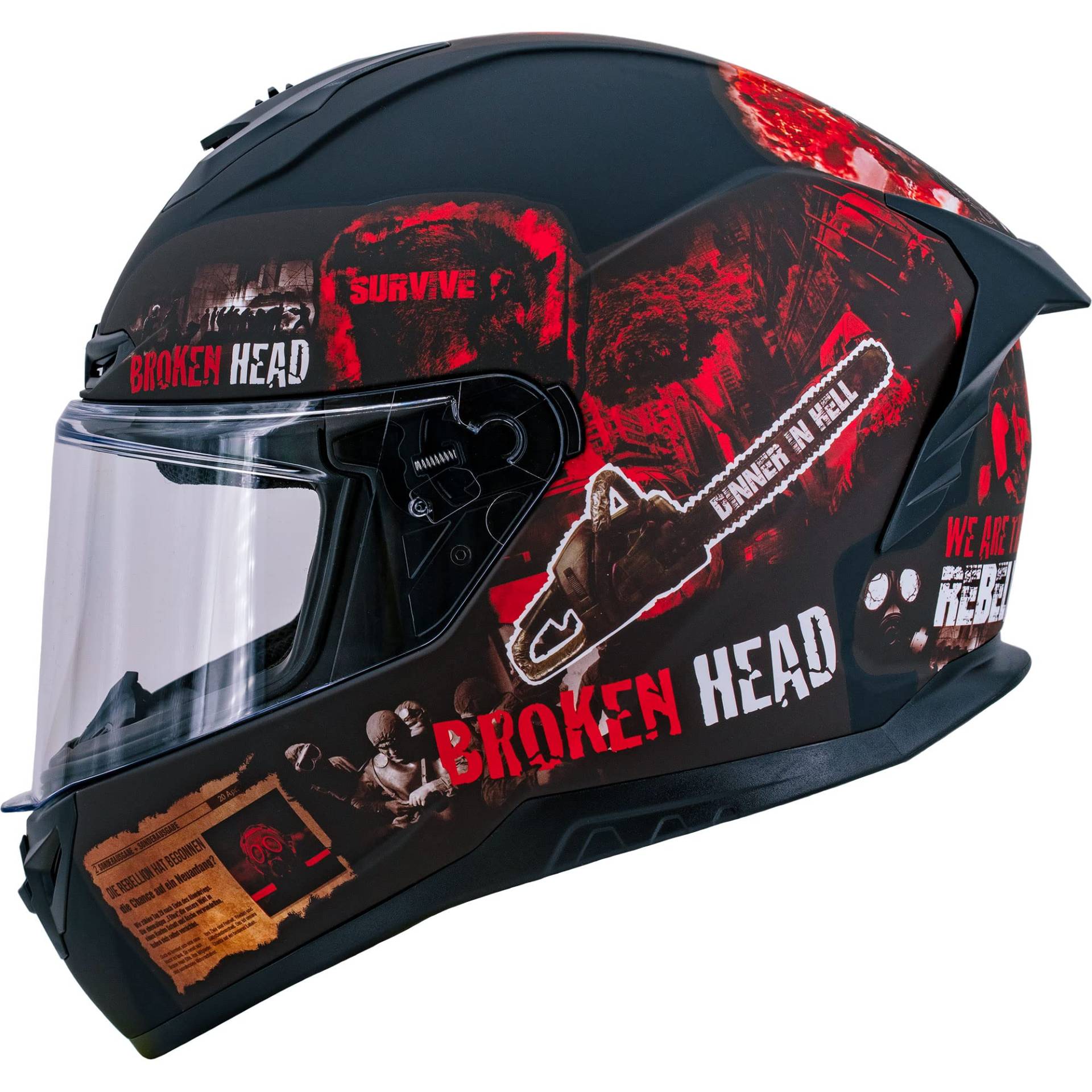 Broken Head Broken Resolution Red Motorradhelm - Integralhelm Schwarz-Rot (M (57-58 cm)) von Broken Head