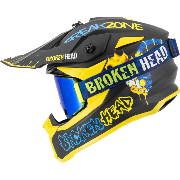 Broken Head Crosshelm FreakZone Schwarz-Gelb-Blau + Regulator Magne... von Broken Head