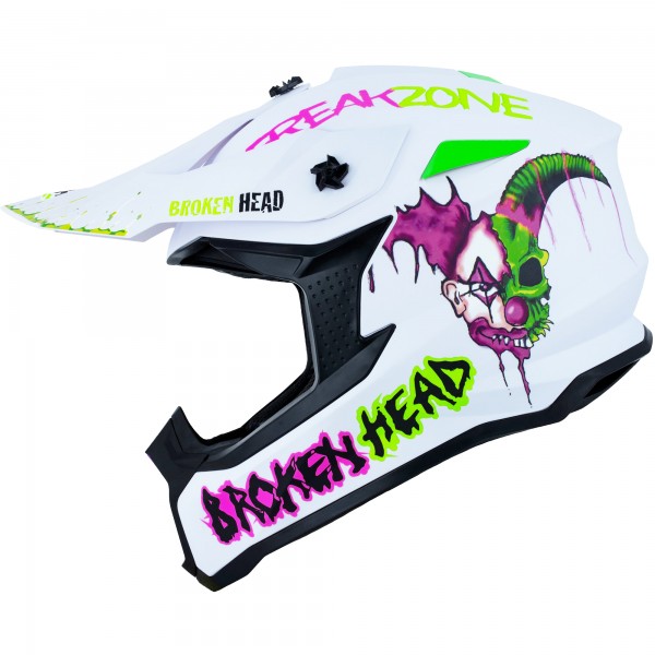 Broken Head Crosshelm FreakZone Weiss-Pink-Grün von Broken Head