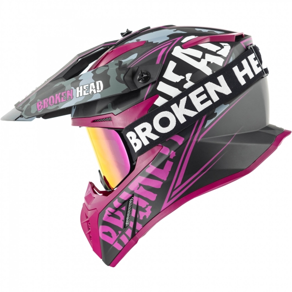 Broken Head Crosshelm Squadron Pink + MX-Brille Struggler Pink von Broken Head