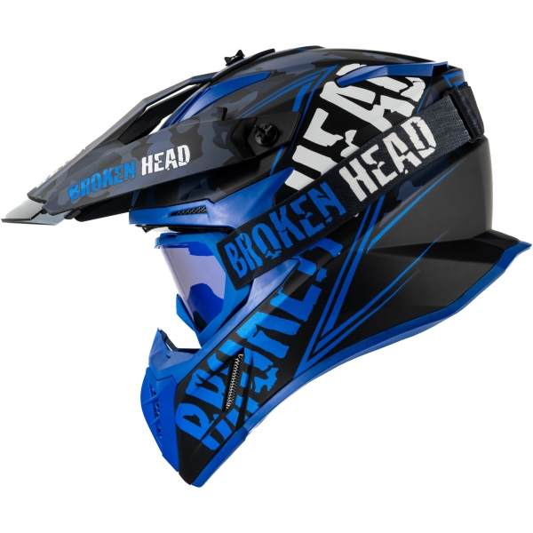 Broken Head Crosshelm Squadron Rebelution Blau + MX-2 Brille Blau V... von Broken Head