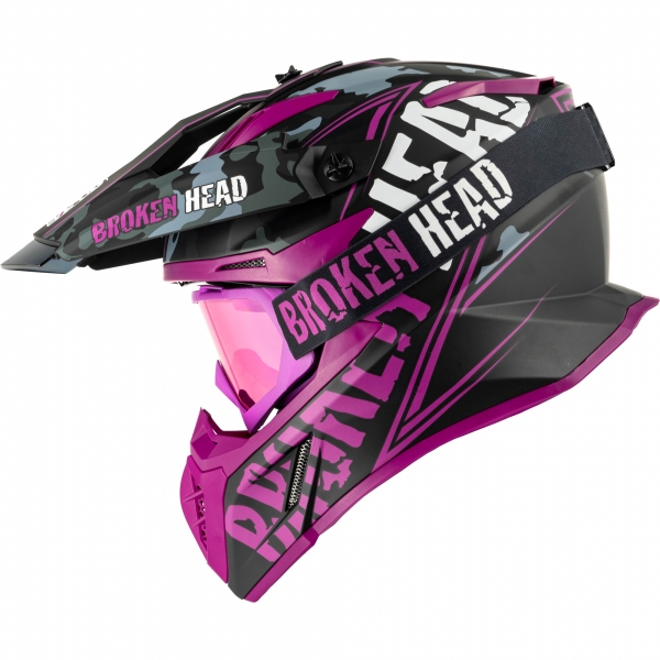 Broken Head Crosshelm Squadron Rebelution Pink + MX-2 Brille Pink V... von Broken Head