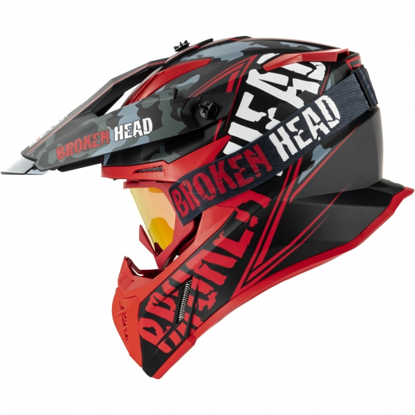 Broken Head Crosshelm Squadron Rebelution Rot + MX-2 Brille Rot Ver... von Broken Head