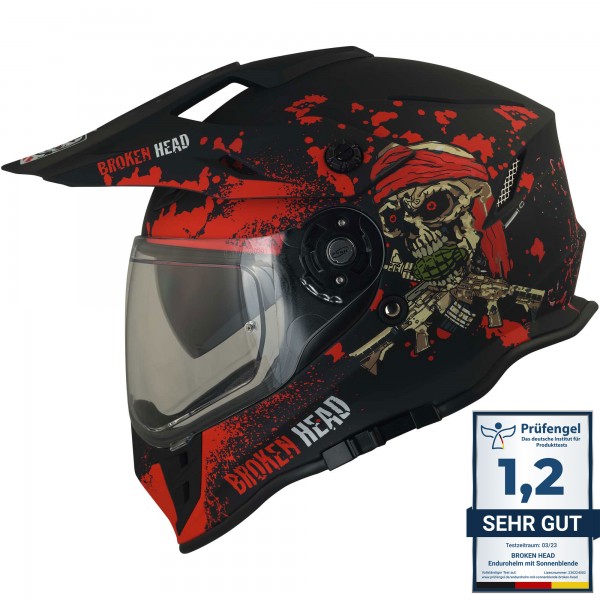 Broken Head Enduro Helm Mit Sonnenblende Jack S. VX2 Rot von Broken Head