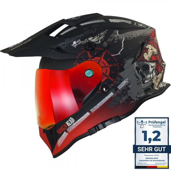 Broken Head Endurohelm Road Pirate VX2 Rot SET + Rot Verspiegeltes ... von Broken Head