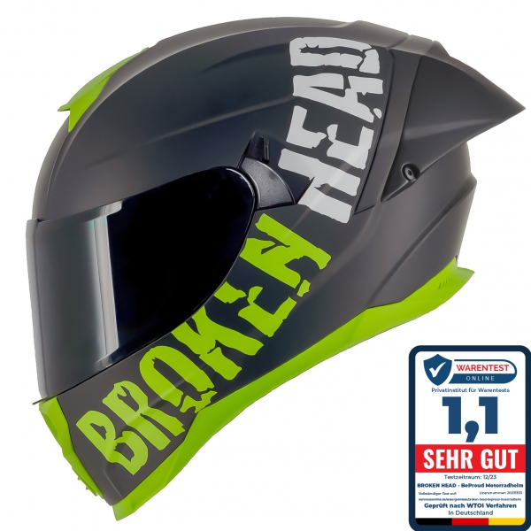 Broken Head Integralhelm BeProud Pro Sport Grün Sonnenblende + Schw... von Broken Head