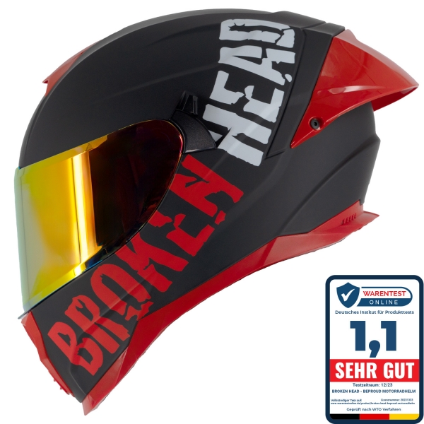 Broken Head Integralhelm BeProud Pro Sport Rot Sonnenblende + Versp... von Broken Head