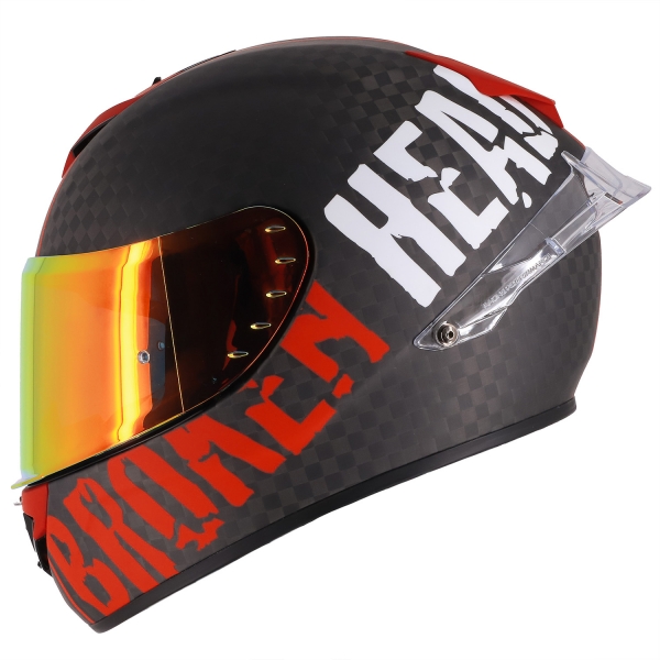 Broken Head Integralhelm BeProud Race Pro Carbon Rot + Rot Verspieg... von Broken Head