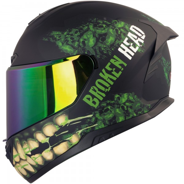 Broken Head Integralhelm Broken Skull Green Grinder + Grün Verspieg... von Broken Head