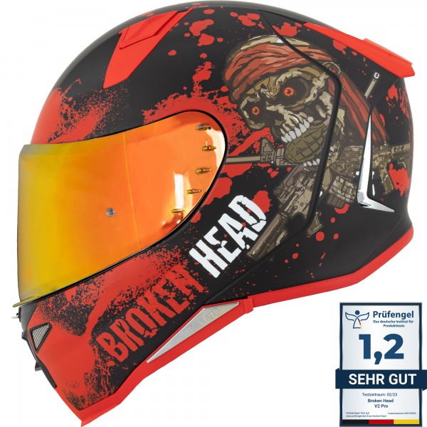 Broken Head Jack S. V2 Pro Rot Integralhelm + Rot Verspiegeltes Visier von Broken Head