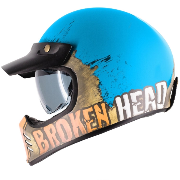 Broken Head Retro Helm Rusty Rider Blau-Orange von Broken Head