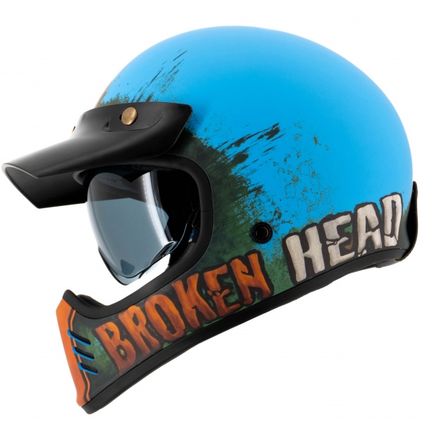 Broken Head Retro Helm Rusty Rider Blau-Orange von Broken Head