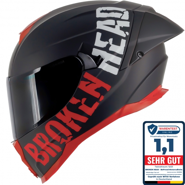 Broken Head Integralhelm BeProud Pro Sport Rot Sonnenblende + Schwa... von Broken Head