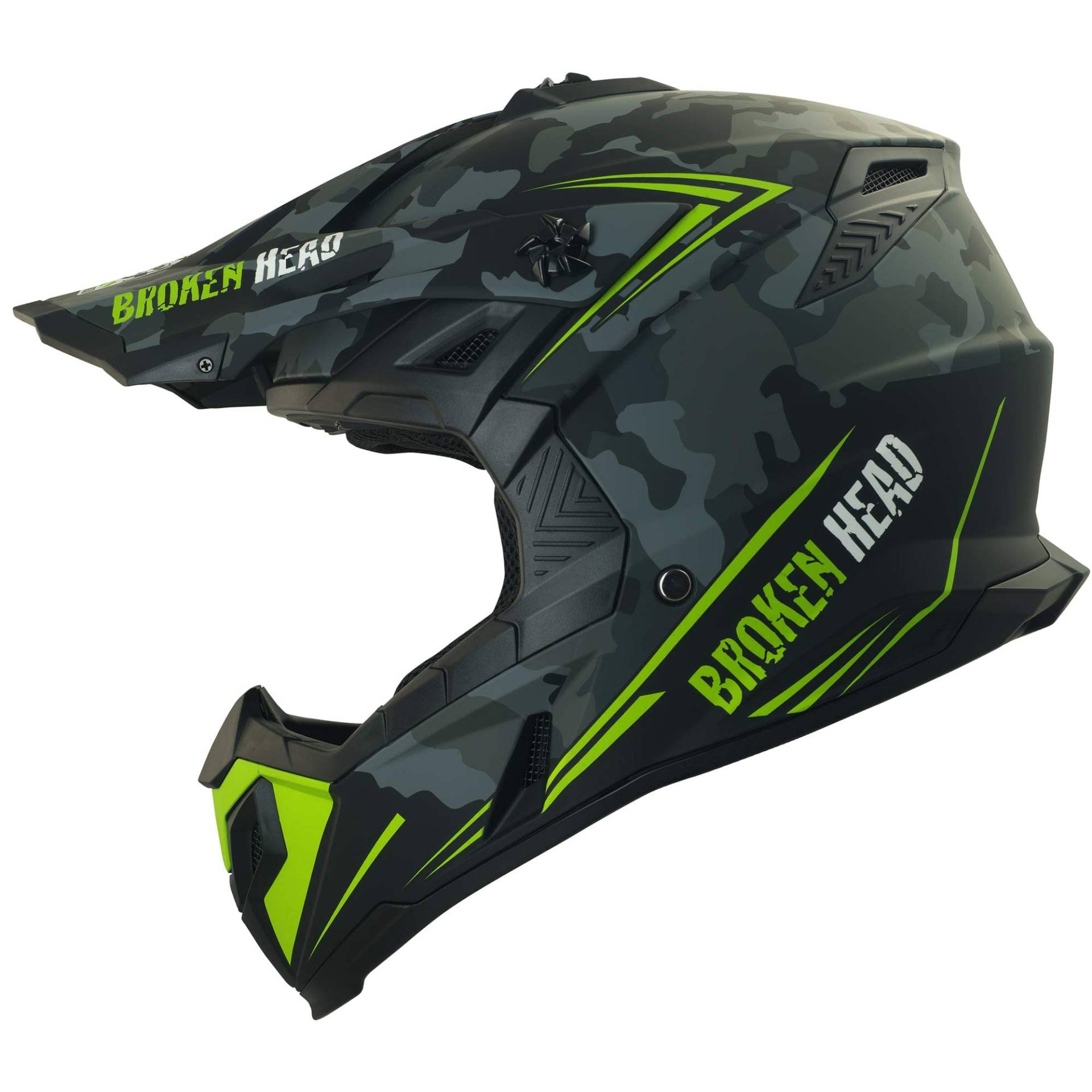 Broken Head Squadron Rebelution Motocross-Helm - Leichter Cross-Helm & Enduro-Helm - Motorradhelm, Camouflage Grau - Größe L (59-60 cm) von Broken Head