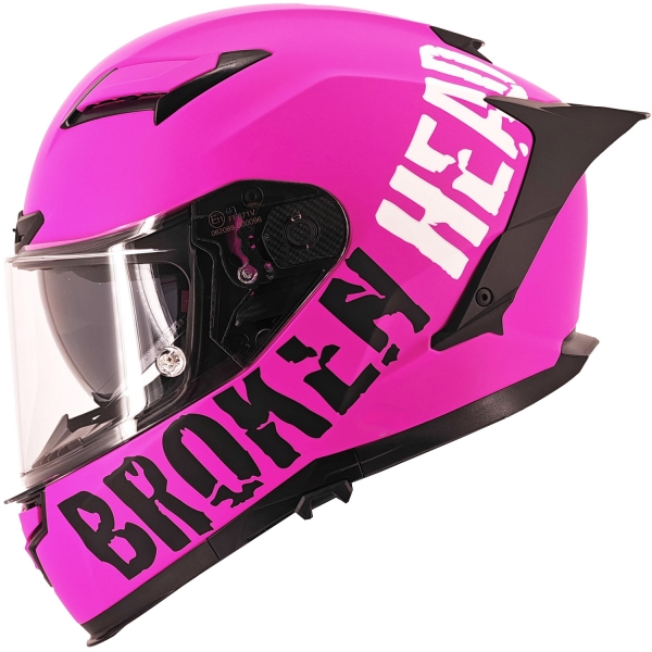 Broken Head Street Division Pink Matt Sport Helm Mit Sonnenblende von Broken Head