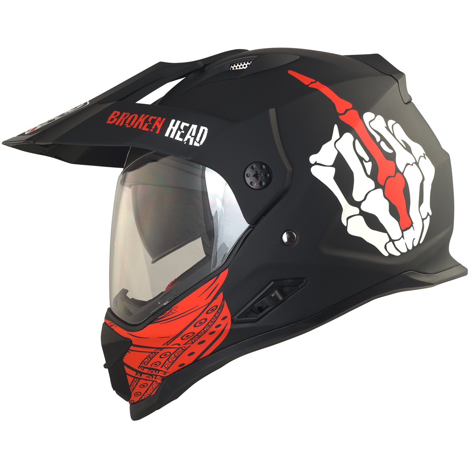 Broken Head Street Rebel Motocross-Helm rot mit Visier - Enduro-Helm - MX Cross-Helm mit Sonnenblende - Quad-Helm (M 57-58 cm) von Broken Head