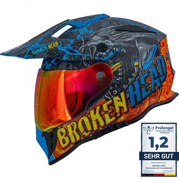 Broken Head Tigris VX2 Endurohelm + Rot Verspiegeltes Visier von Broken Head