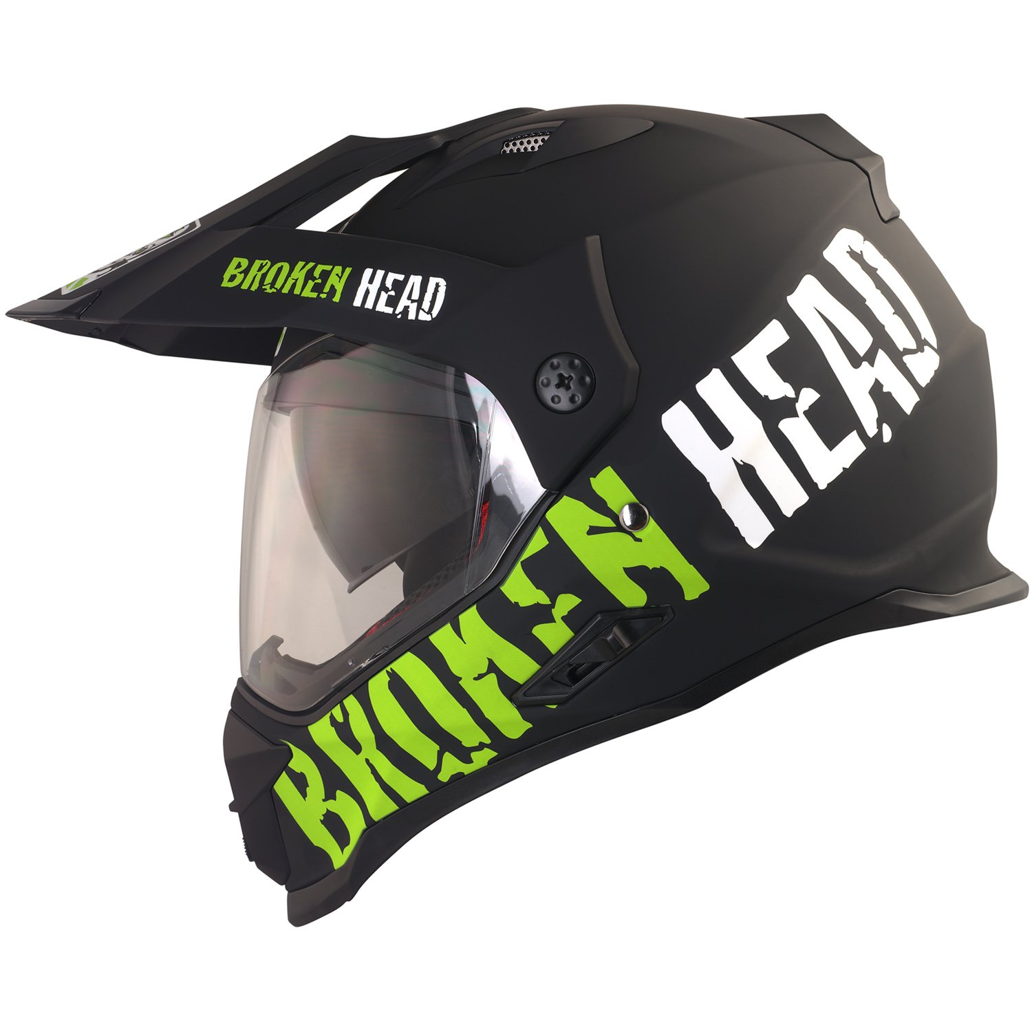 Broken Head made2rebel Motocross-Helm grün mit Visier - Enduro-Helm - MX Cross-Helm mit Sonnenblende - Quad-Helm (S 55-56 cm) von Broken Head