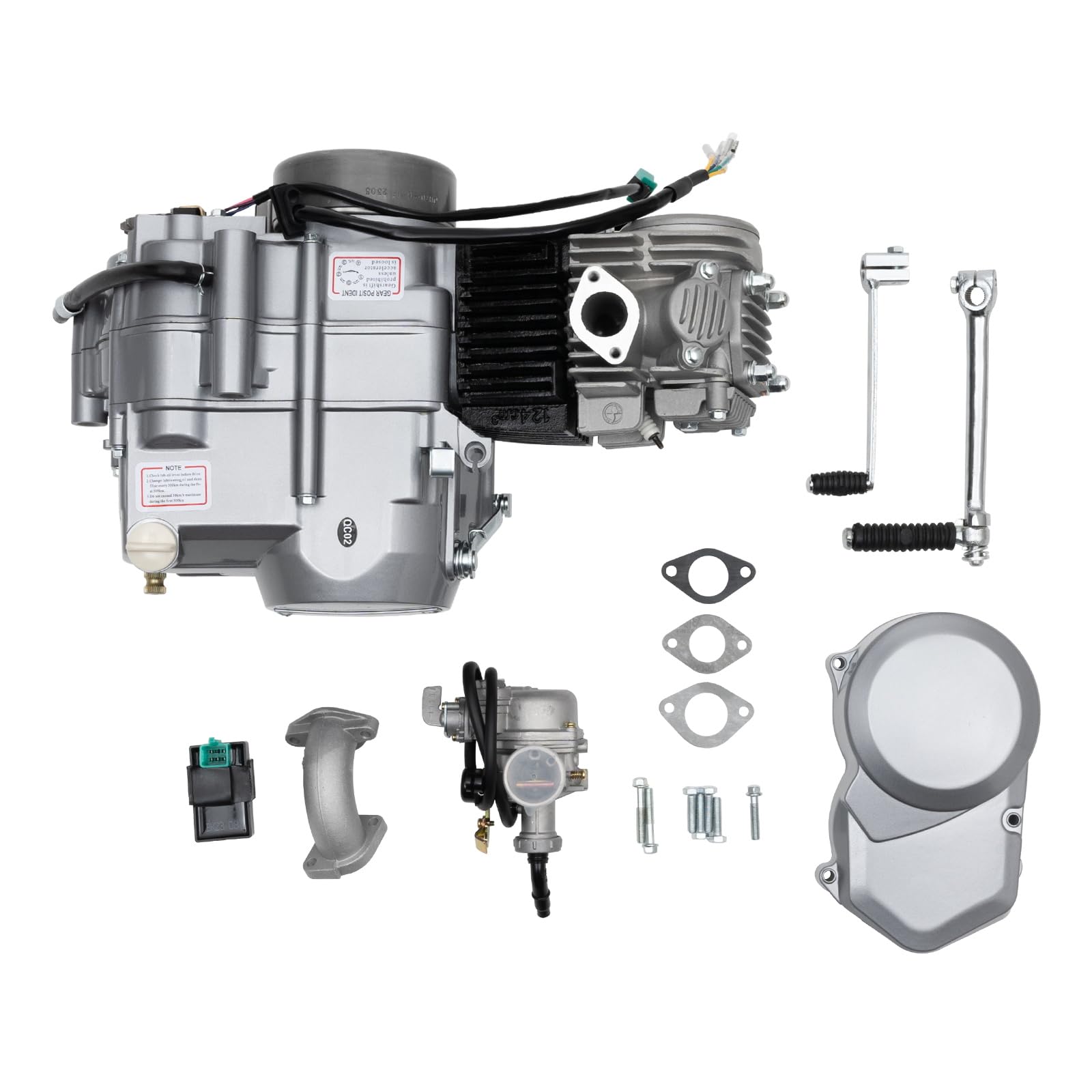 125CC 4 Takt Motor Einzelzylinder, Dirt Bike Motor Kit mit Pedalstart und handbetätigter Kupplung, 4-Gang Getriebe Dirt Bike Motorcycle für CRF50 XR50 CRF70 XR70 Z50 (CDI Zündanlage) von Brride