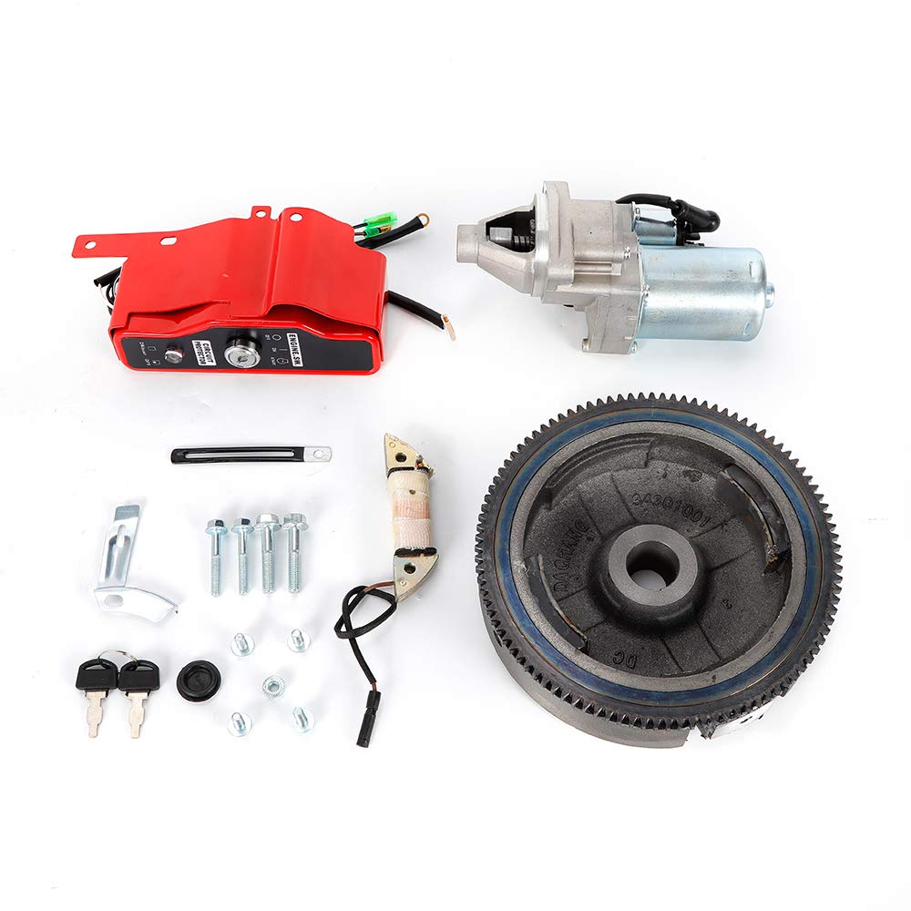 BRRIDE Elektrisches Start-kit Für Honda GX340/GX390 und 11 PS/13 PS 4-Takt-Motoren Starter Motor mit Magnet, Zahnkranz für Starterschwungrad Ladespule von Brride