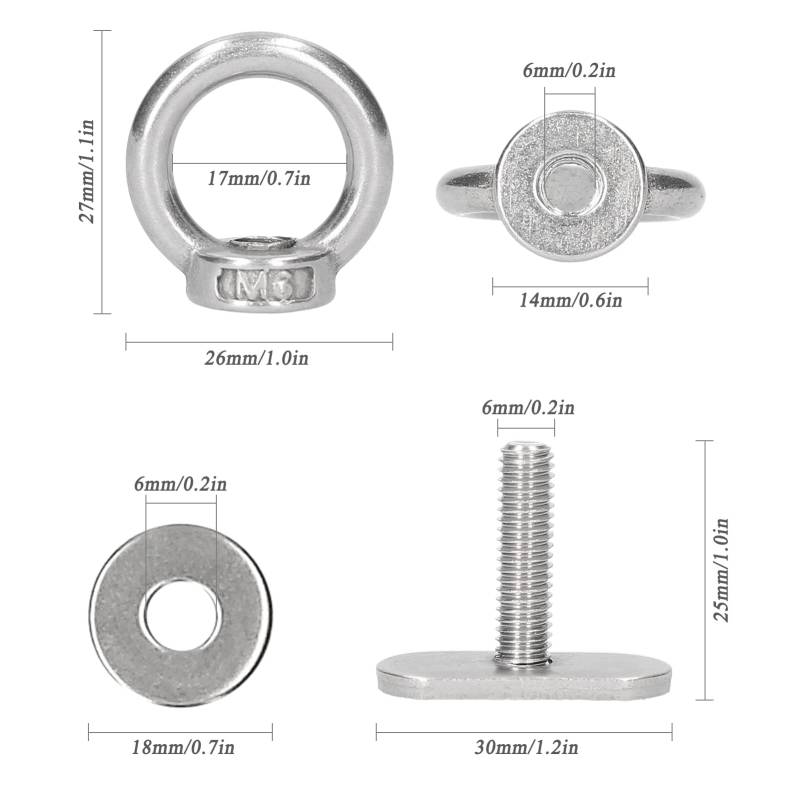 Brrnoo Robustes Befestigungsset aus Edelstahl, Zum Befestigen Ihres Angelzangenbandes, Ihrer Paddelleine, Ihres Fischernetzes oder Anderen Kajakzubehörs an Ihrer Strecke. Leicht von Brrnoo