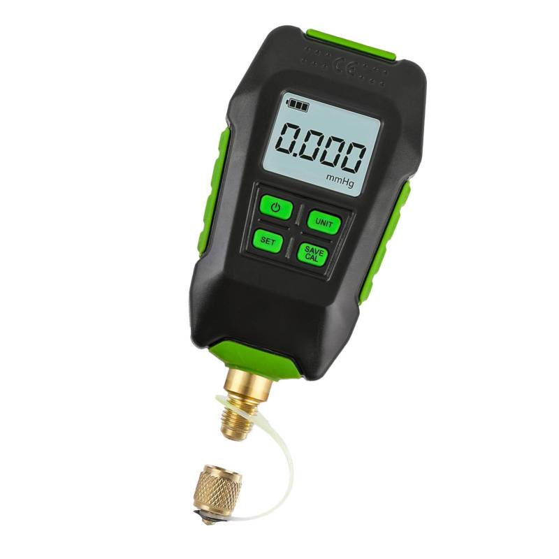 Digitales Vakuummeter 0–10.000 Pa, Großes Display, IP54 Wasserdicht, 7/16 Zoll 20UNF-Schnittstelle, Professionelle Genauigkeit für HVAC, mit Verlängerungsanschluss, 4 Einheiten, von Brrnoo