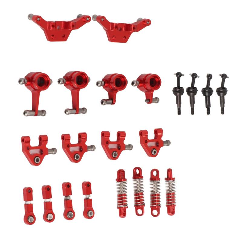 RC-Auto-Upgrade-Teilesatz aus Aluminiumlegierung, Hochwertige Stoßdämpfer, CVD-Antriebswelle Vorne und Hinten, Lenkschale für WLtoys K969 1/28 RC-Auto, Klein, Leicht, Robust, (Rot) von Brrnoo