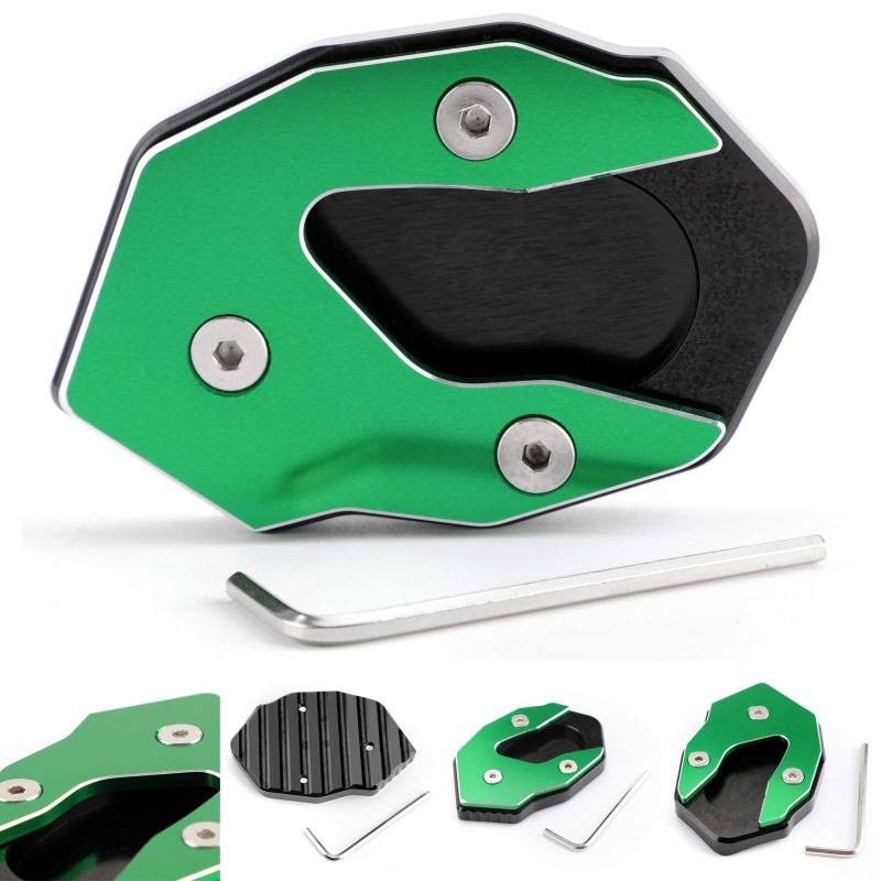 Bruce & Shark Kickstand Side Stand Extension Enlarger Pad Passend für Kawasaki 17-18 Versys-X300 Green von Bruce & Shark