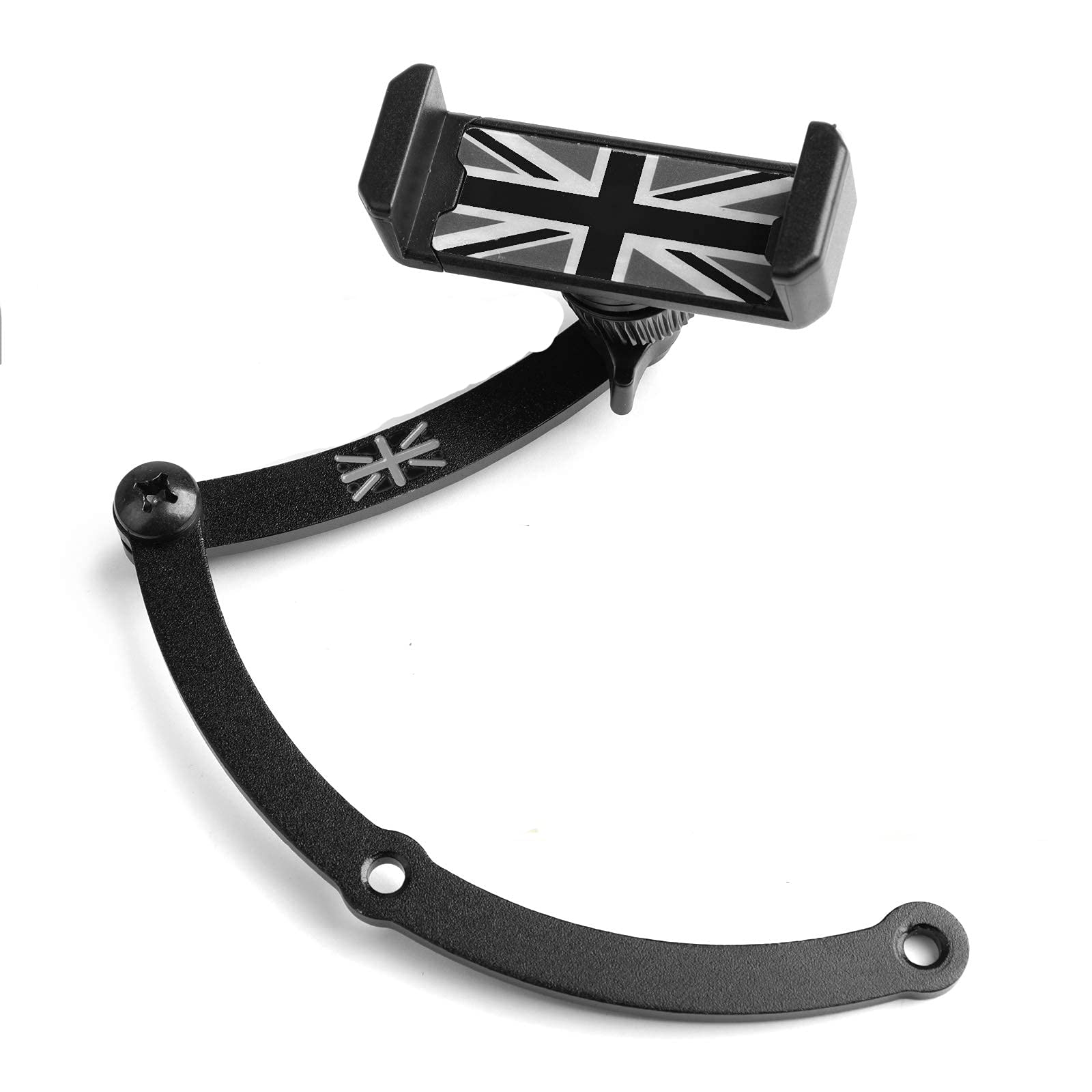 Handyhalter Metallmaterial stabil Union Jack Aussehen Autotelefon Klapphalter Passend für Mini Cooper R55 R56 F54 F55 zubehör Schwarz & Grau von Bruce & Shark