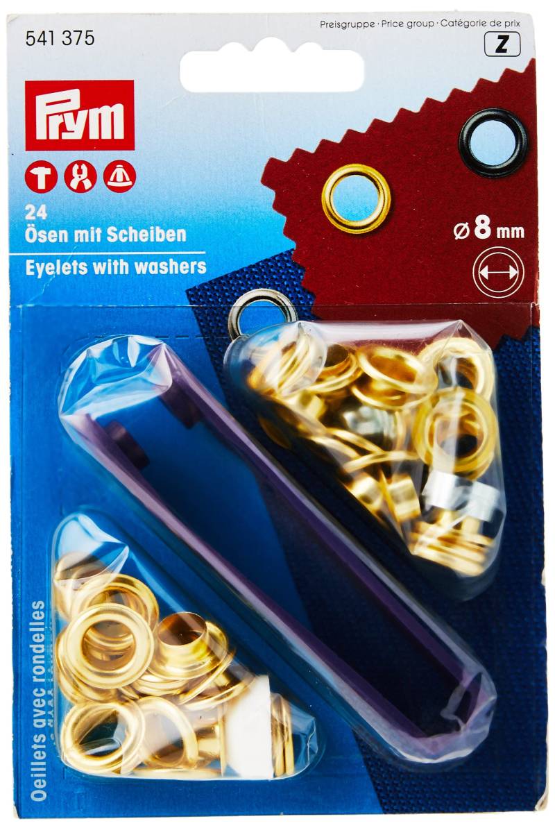 Prym 541375 Ösen mit Scheiben 8 mm gold von Prym