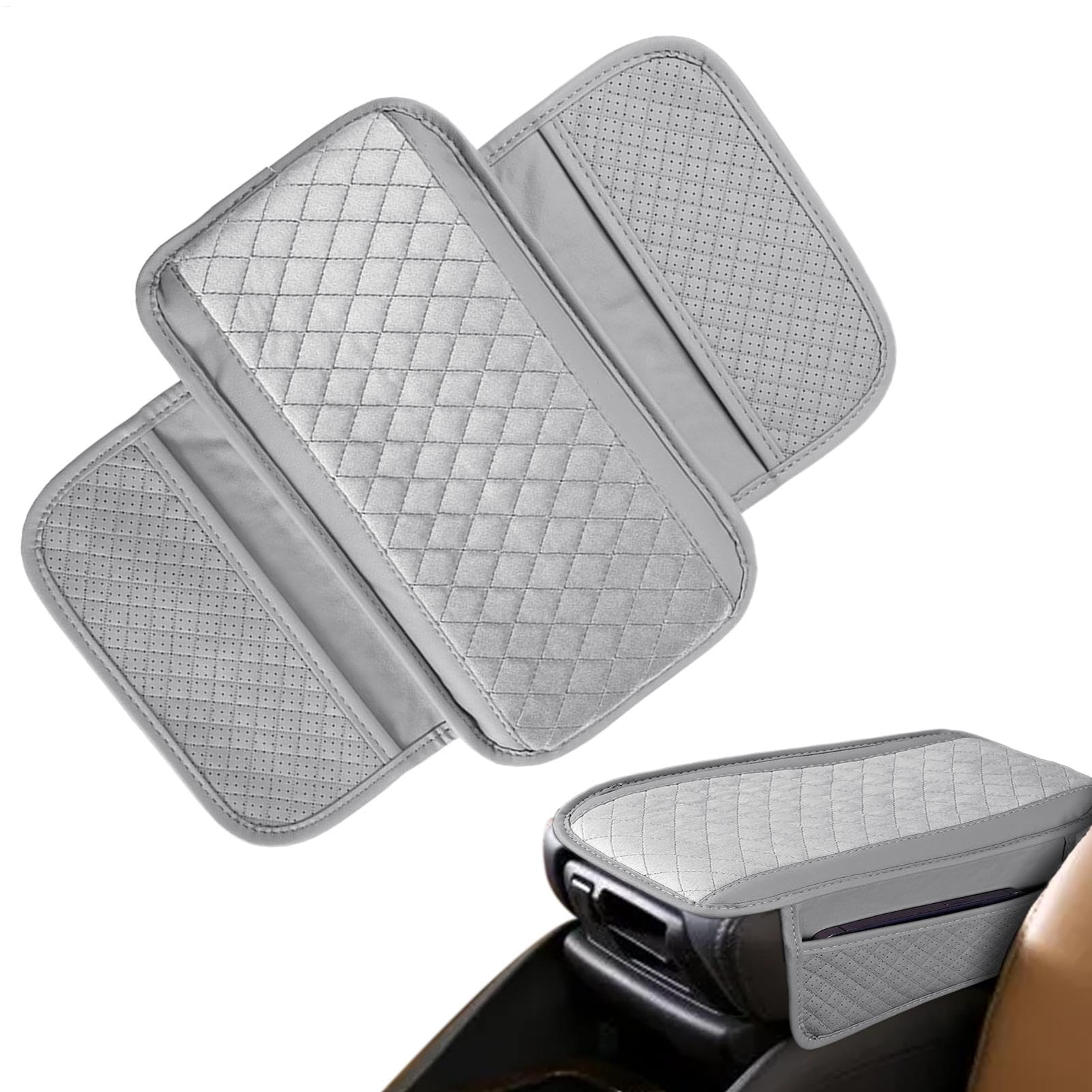 Arm Rest Cover For Car, Plush Car Armrest Pad, Car Center Console Cover, Car Armrest Storage Cover, Multi-functional Armrest Cover, Armrest Pad With Storage Bags, Car Armrest Cushion von Bsbkoj